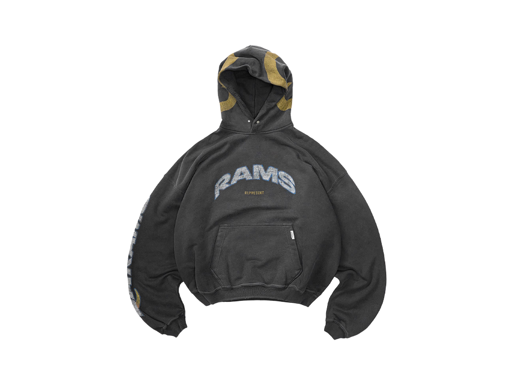 Los Angeles Rams x Represent Hoodie Stained Black-Represent-pikastore.cz