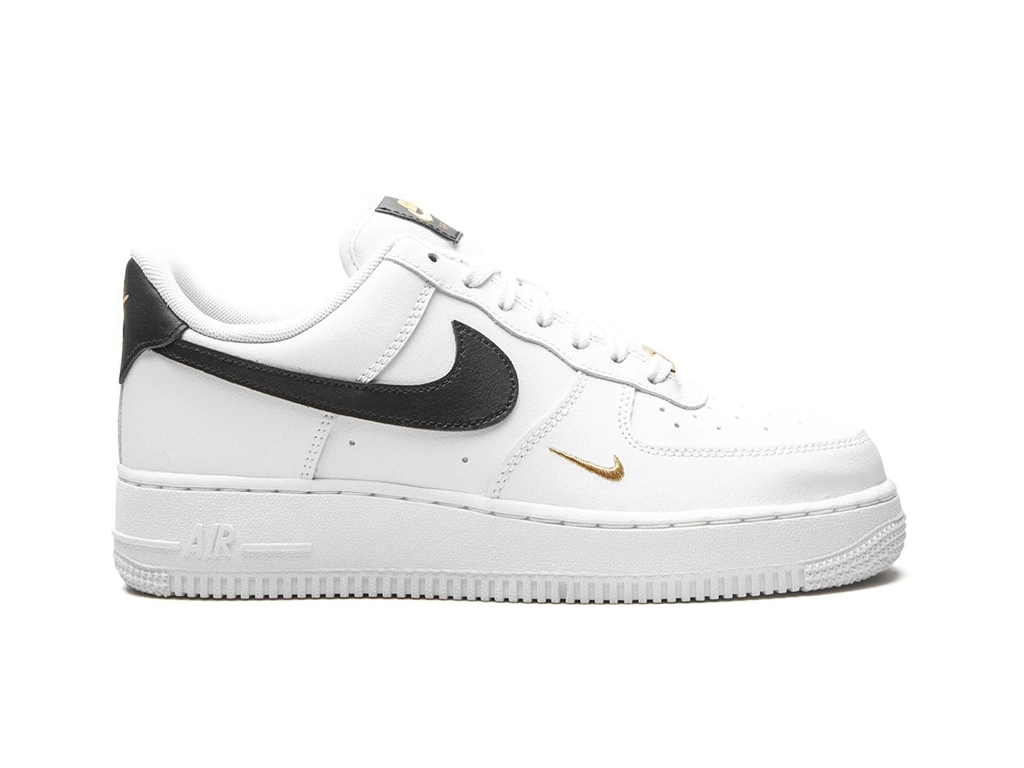 Nike Air Force 1 Low '07 Essential White Black Gold Mini Swoosh (Women's)