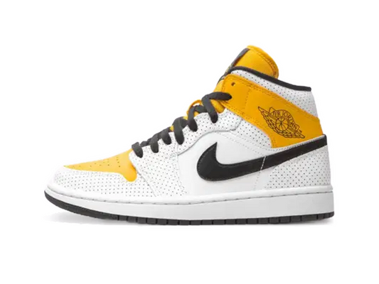 Nike Air Jordan 1 Mid Perforated - White University Gold