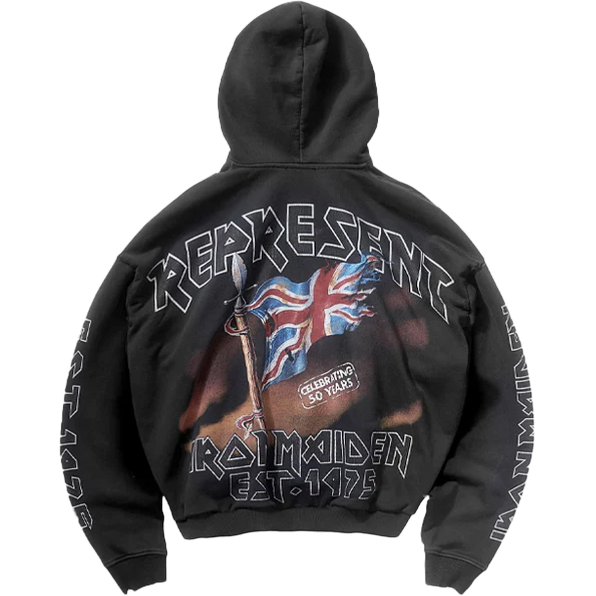 Represent X Iron Maiden Steed Hoodie Stained Black-Represent-pikastore.cz