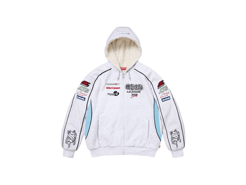 Supreme Racing Lined Zip Up Hooded Sweatshirt Ash Grey-Supreme-pikastore.cz
