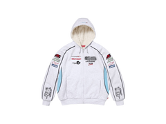 Supreme Racing Lined Zip Up Hooded Sweatshirt Ash Grey