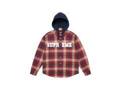 Supreme Applique Hooded Flannel Shirt Red