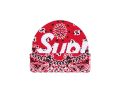 Supreme Bandana Big Logo Beanie Red