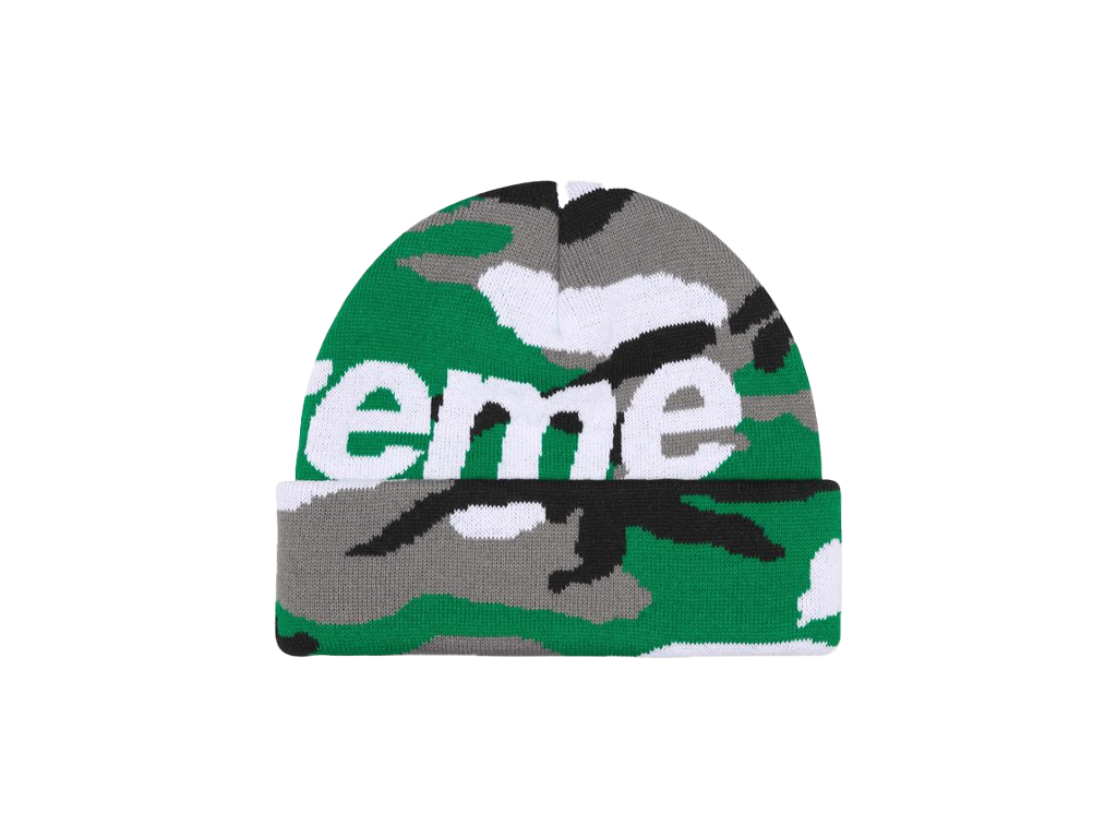 Supreme Camo Big Logo Beanie Green Camo