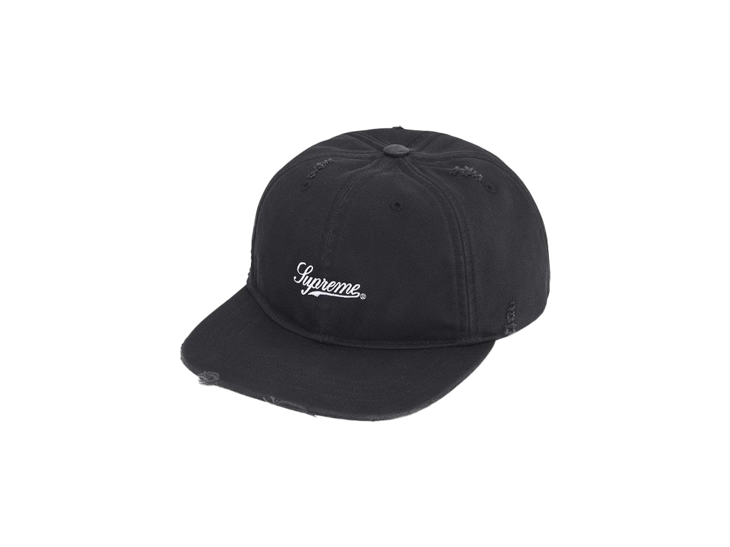 Supreme Distressed Script 6-Panel Black-Supreme-pikastore.cz