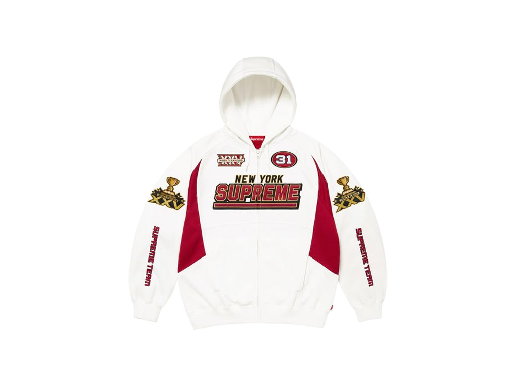 Supreme Football Zip Up Hooded Sweatshirt (FW25) White-Supreme-pikastore.cz
