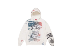 Supreme Overprint Hooded Sweatshirt White