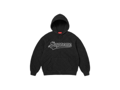 Supreme Quilted Zip Up Hooded Sweatshirt Black