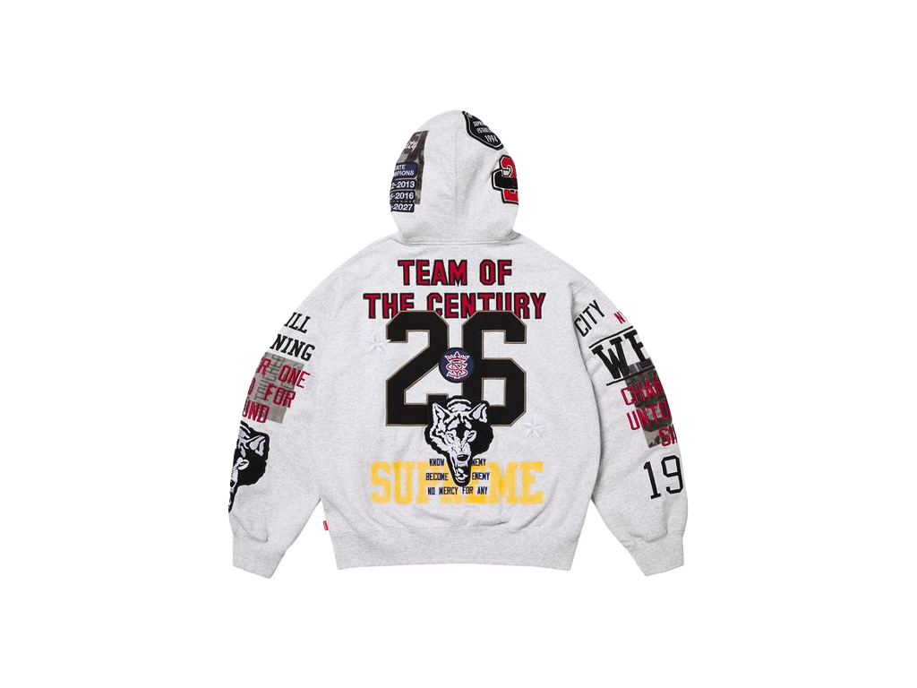 Supreme Warriors Applique Zip Up Hooded Sweatshirt grey-Supreme-pikastore.cz