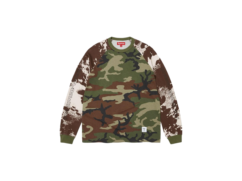 Supreme Wildlife Camo Raglan Long-Sleeve Top Woodland Camo – tričko