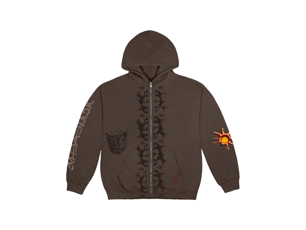 Travis Scott Reverse Dog Zip Up Hoodie Brown-Travis Scott-pikastore.cz