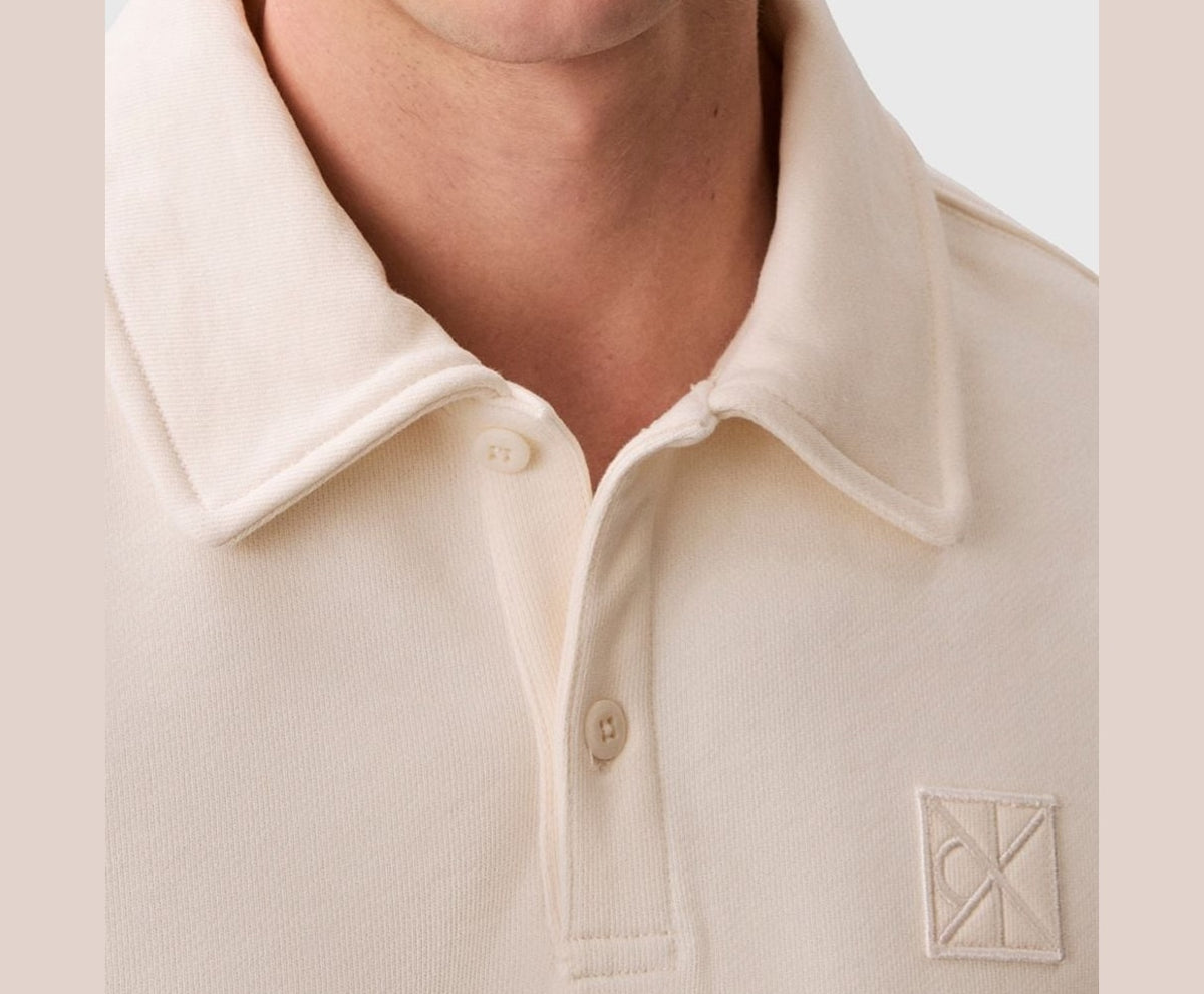 Calvin Klein Long-sleeved polo shirt Terry White – t-shirt – foto 3 av 5