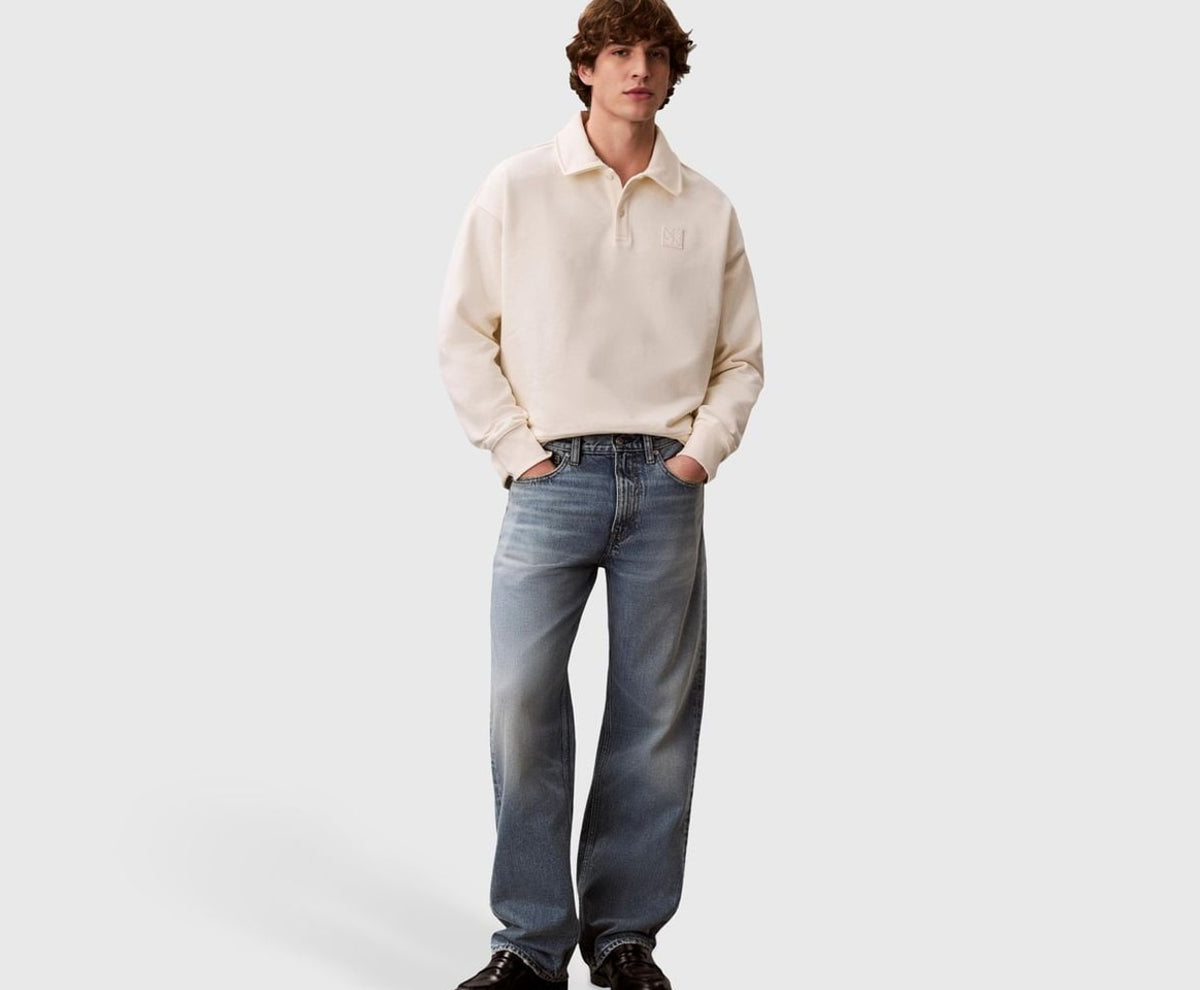 Calvin Klein Long-sleeved polo shirt Terry White – t-shirt – foto 5 av 5