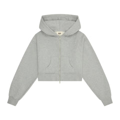 Broken Planet Women's Basics Cropped Zip-Up Hoodie Heather Grey
