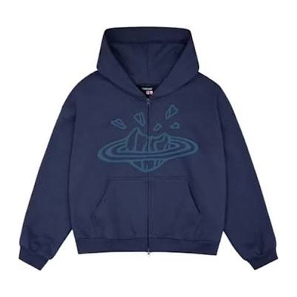 Broken Planet Zip Up Hoodie Navy Blue