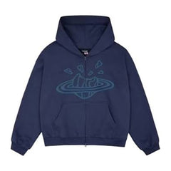 Broken Planet Zip Up Hoodie Navy Blue