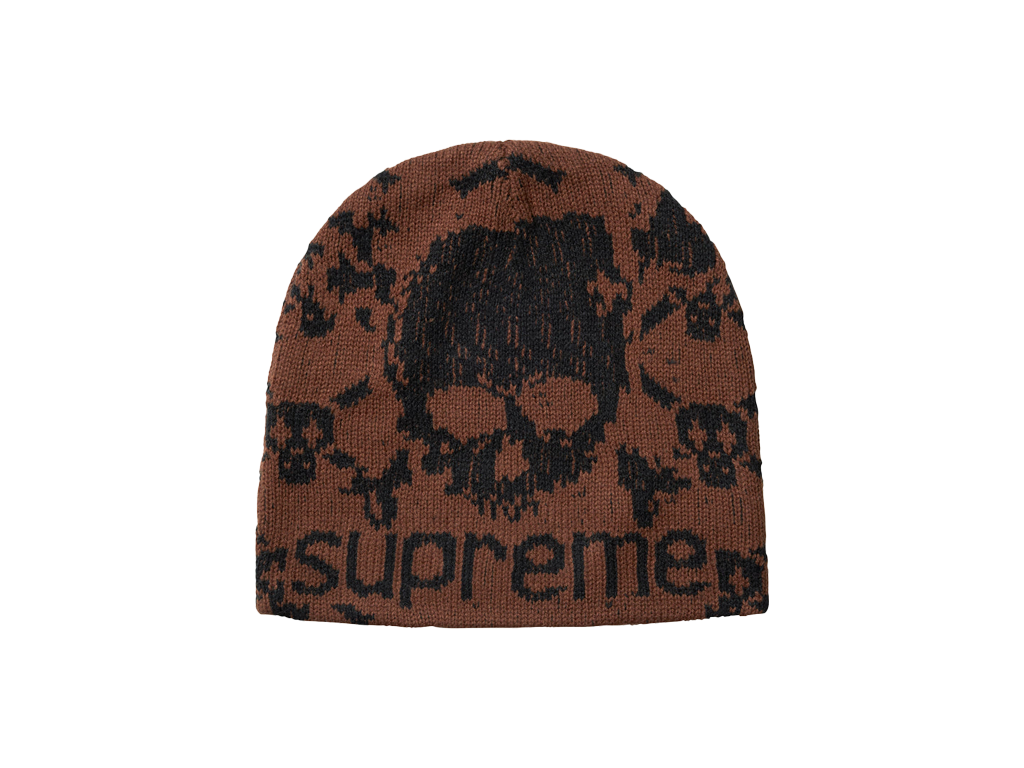 Supreme x Vanson Leathers Skull Beanie Brown