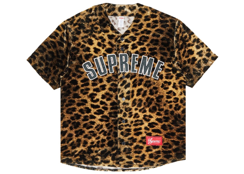 Supreme Velvet Baseball Jersey Leopard