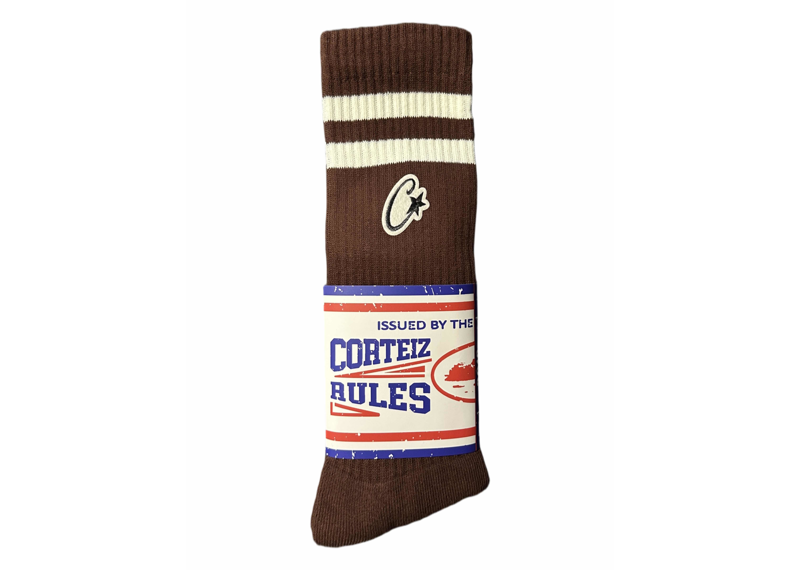 Corteiz Patch Socks Brown/White-Corteiz-pikastore.cz