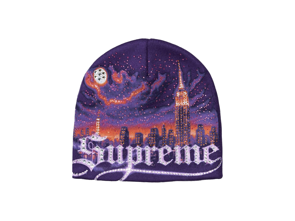 Supreme Cityscape Beanie Purple – čepice