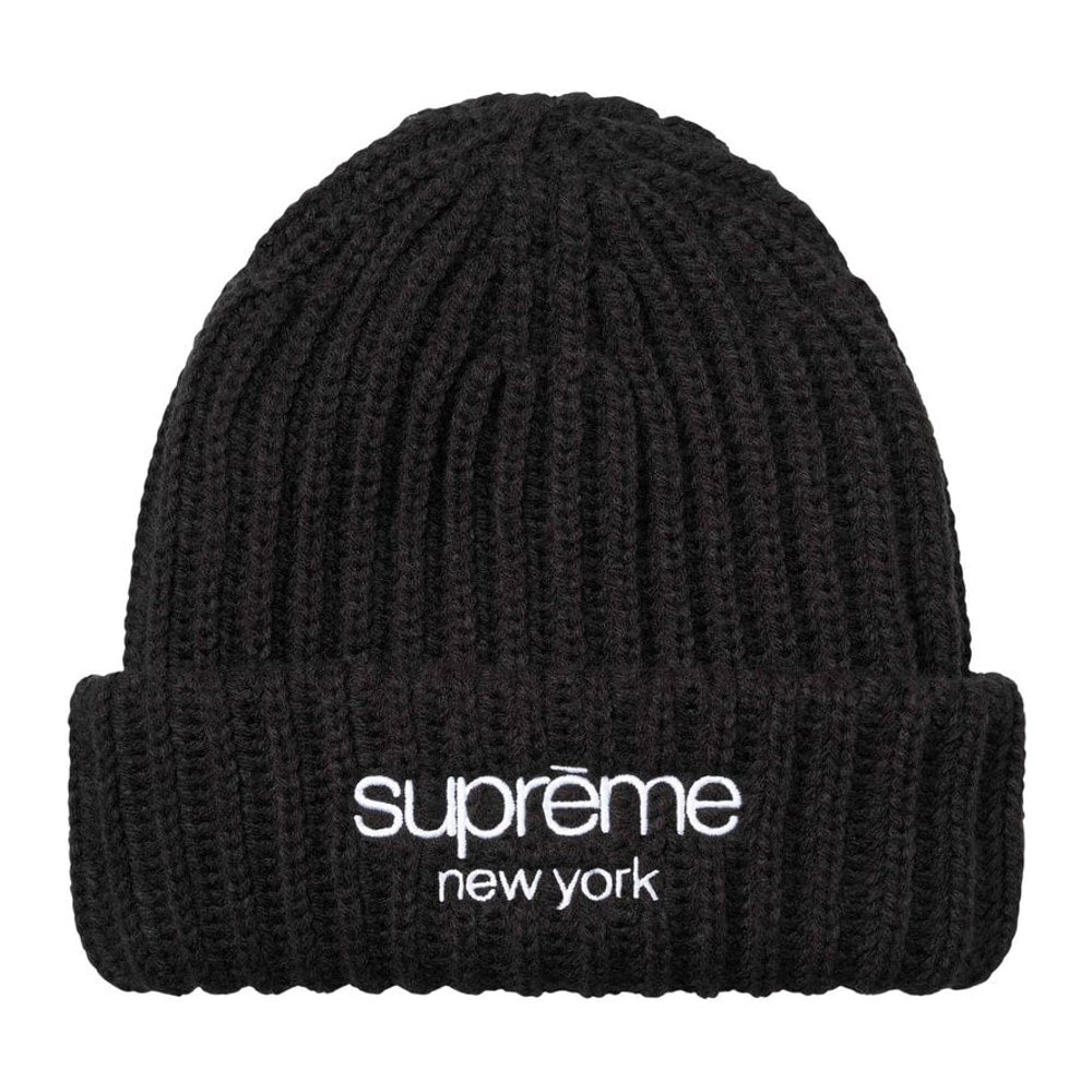 Supreme Classic Logo Chunky Ribbed Beanie 'Black'