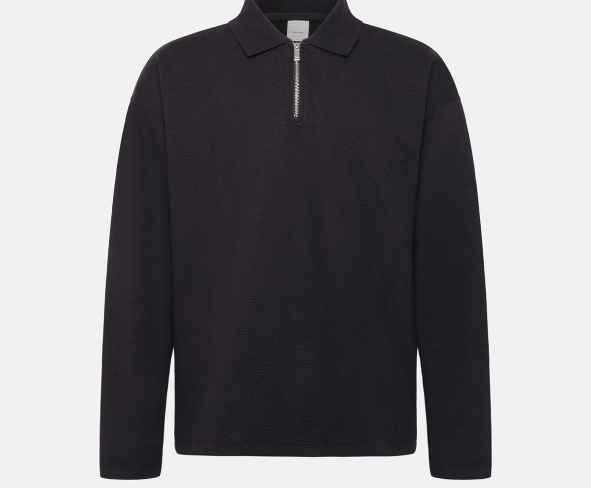 Calvin Klein Long-sleeved polo shirt Black – облекло, черен