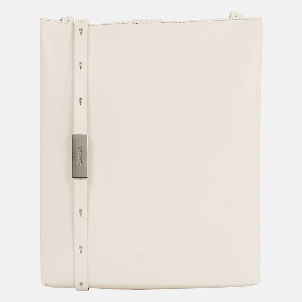 Calvin Klein Leather cross body bag White – torba, biały