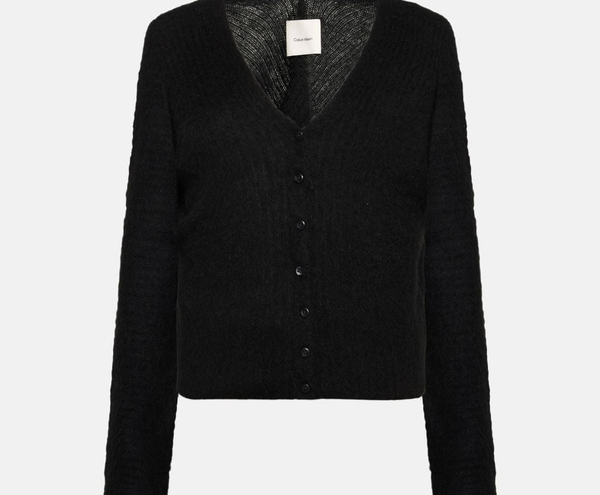Calvin Klein Wool-blend cardigan Black – tøj, sort