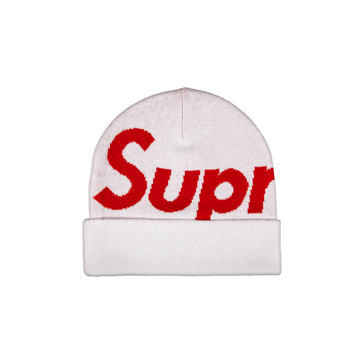 Supreme Big Logo Beanie White