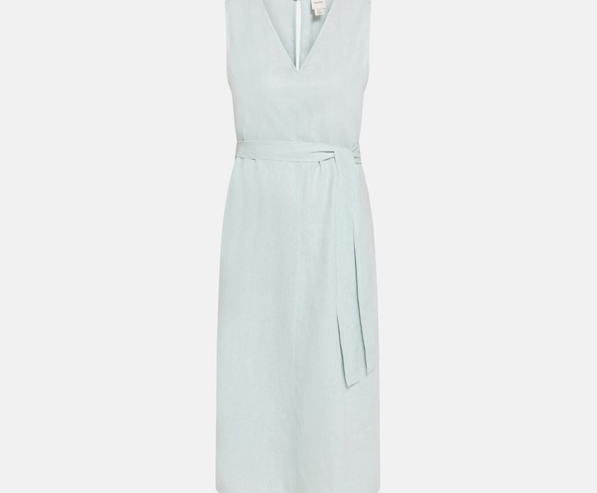 Calvin Klein Linen-blend dress Light Blue – vaatteet