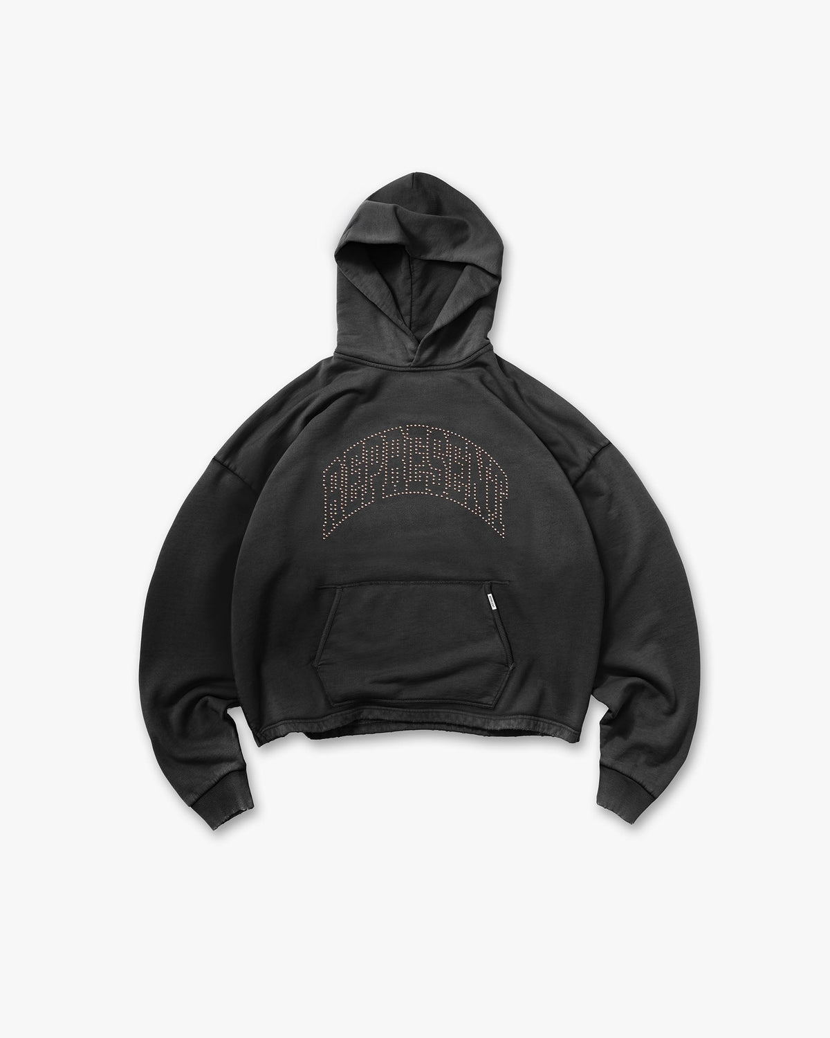 Represent Embellished Hoodie Stained Black