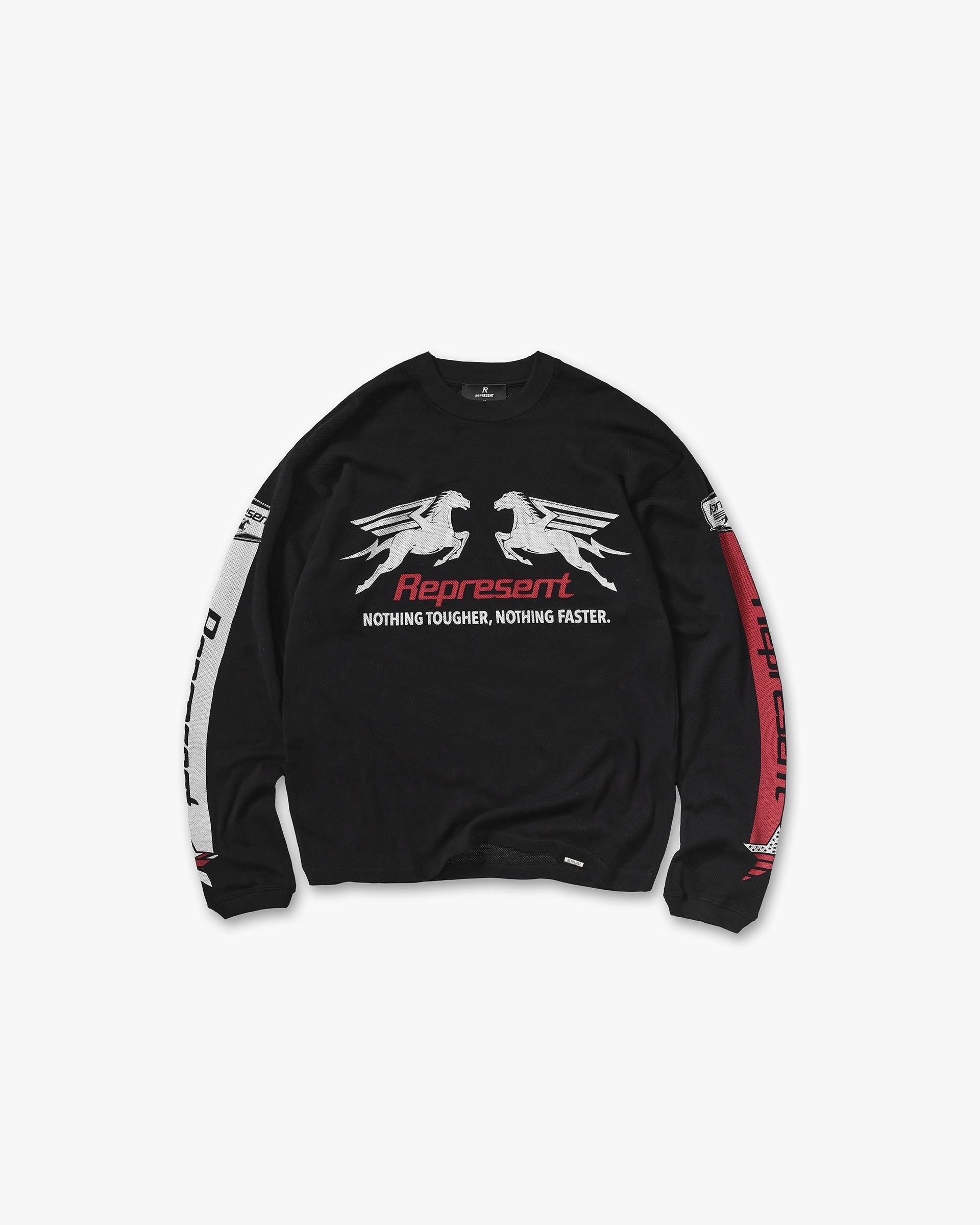 Represent Mesh Pegasus Long Sleeve T-Shirt Jet Black
