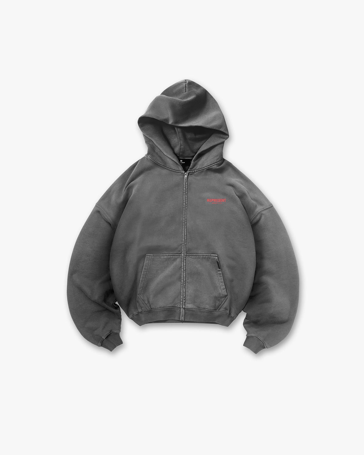 Represent Owners Club Zip Hoodie Washed Black