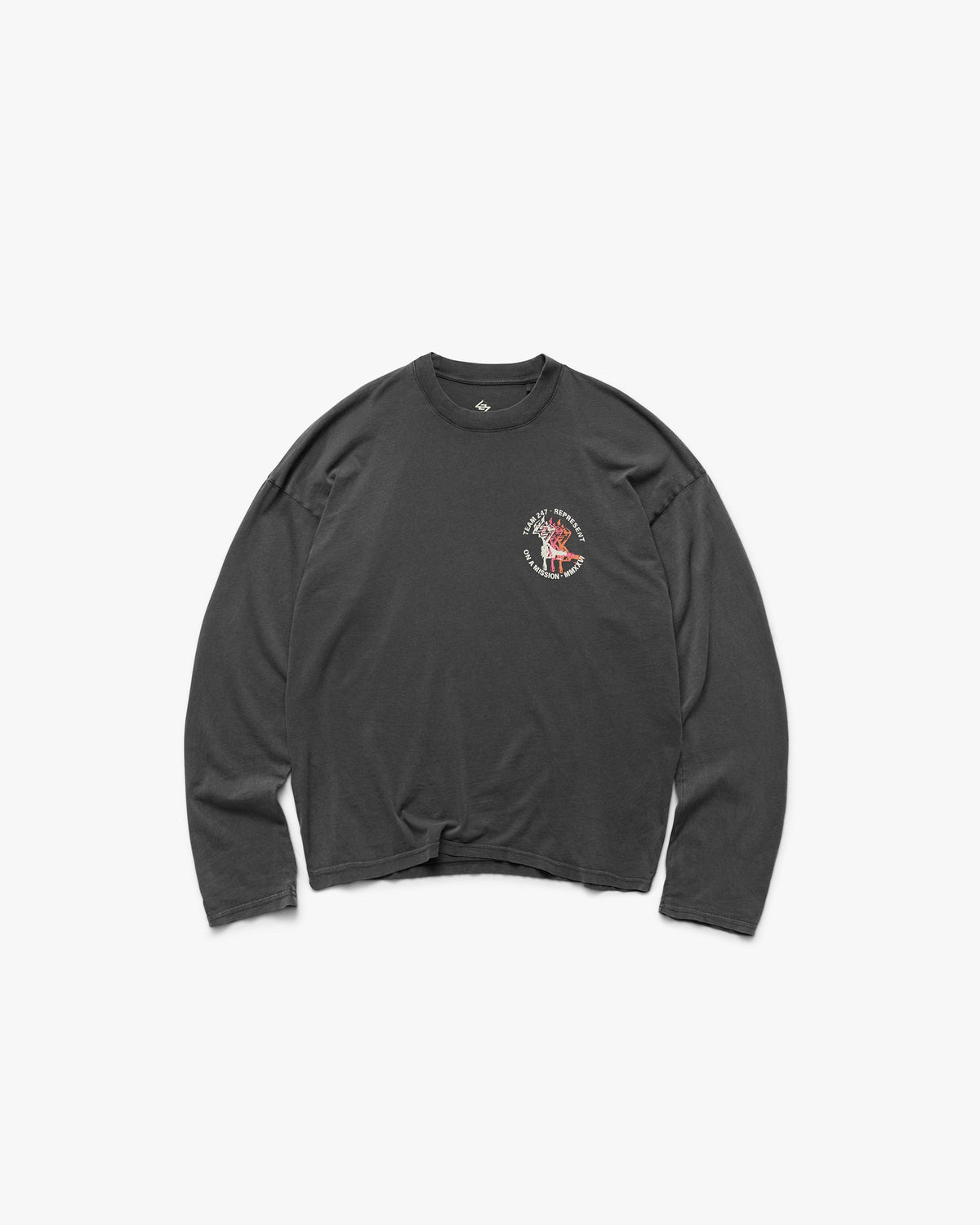 Represent 247 Torch Boxy Long Sleeve T-Shirt Washed Black