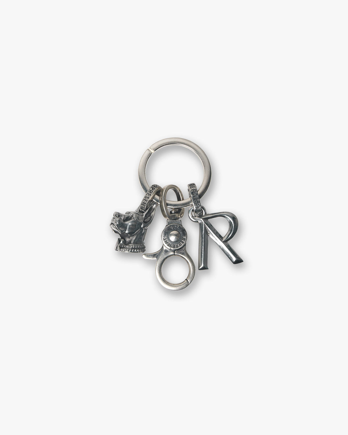 Represent Doberman Initial Key Chain Silver