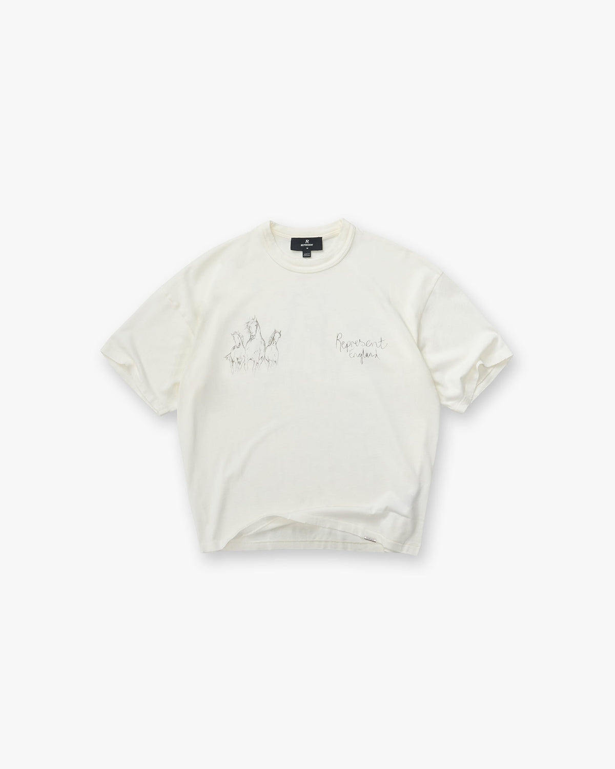 Represent Hand Drawn Horses T-Shirt Flat White