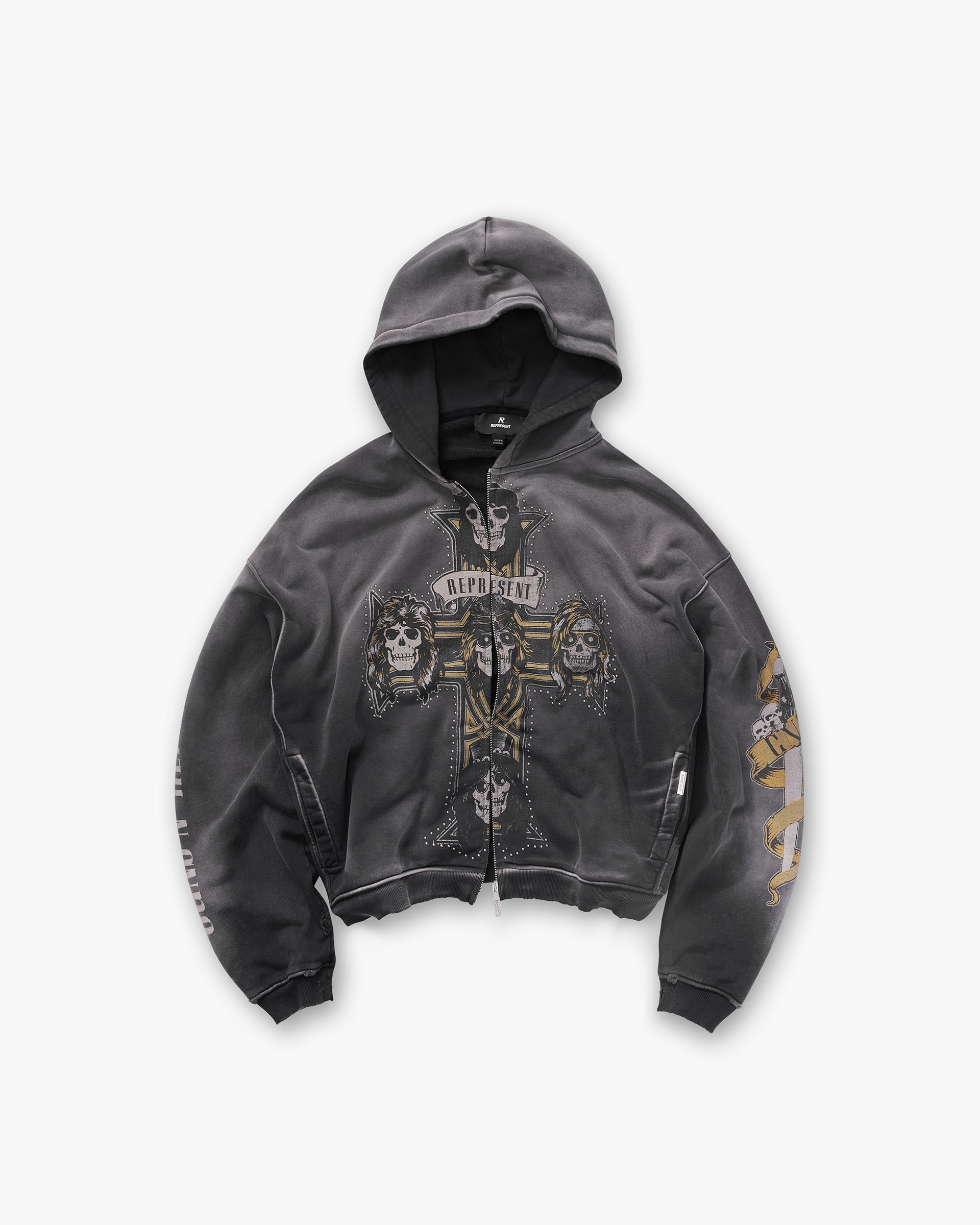 Represent MLM100760-04 GN'R Cross Zip Through Hoodie Black