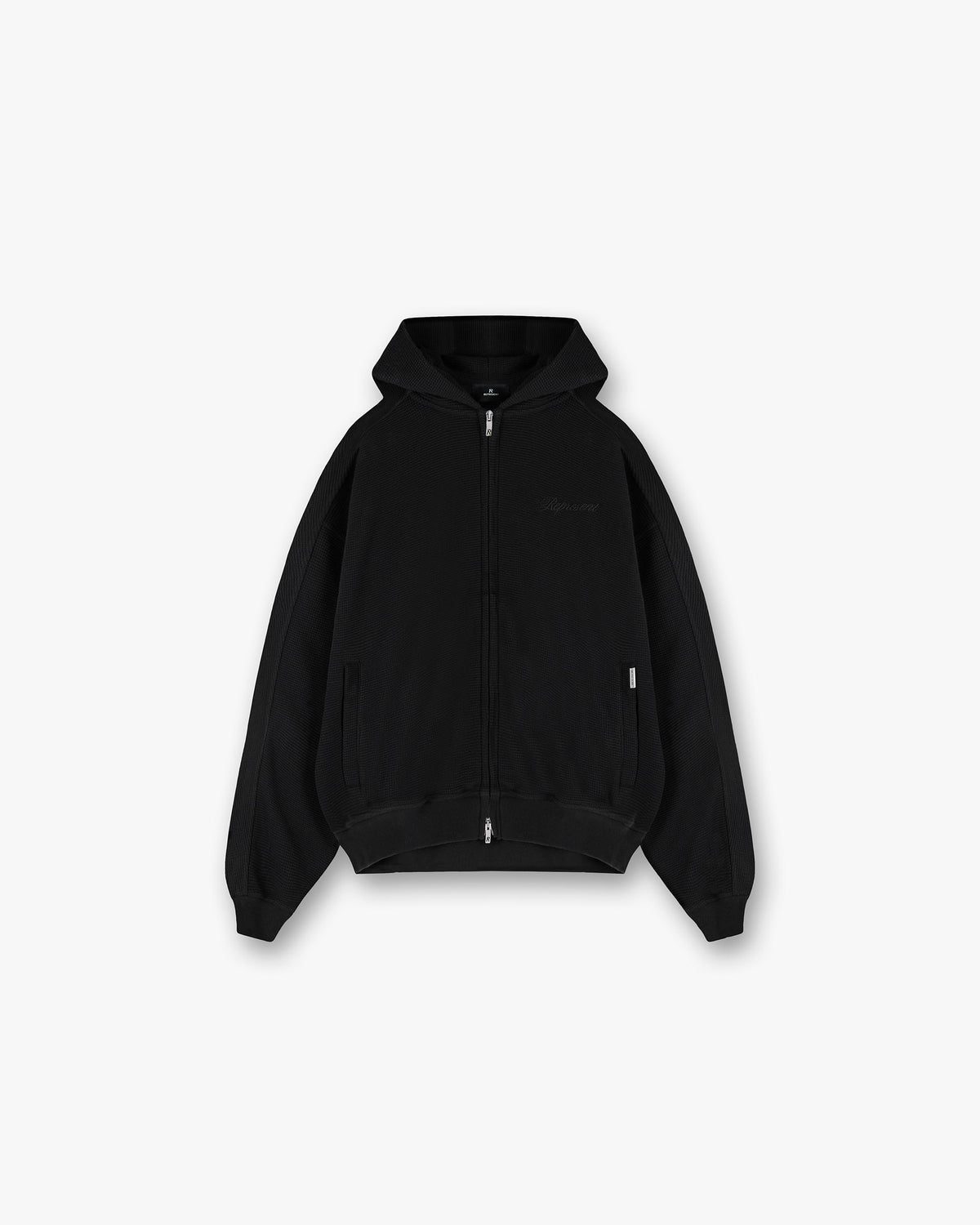 Represent Waffle Zip Through Hoodie Jet Black