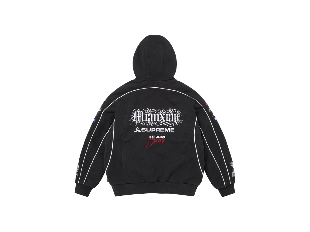 Supreme Racing Lined Zip Up Hooded Sweatshirt Black-Supreme-pikastore.cz
