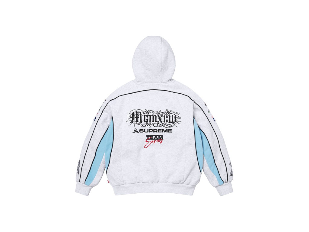 Supreme Racing Lined Zip Up Hooded Sweatshirt Ash Grey-Supreme-pikastore.cz