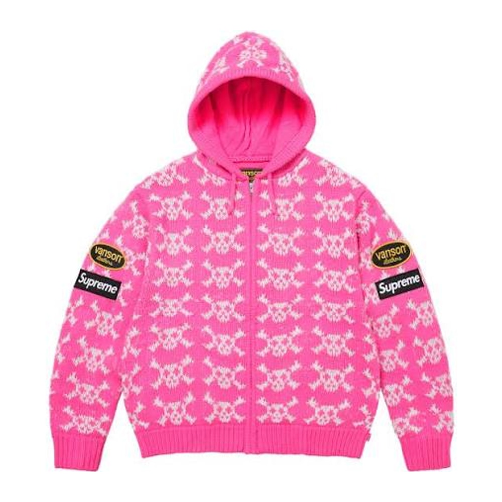 Supreme®/Vanson Leathers® Skull Zip Up Hooded Sweater Pink