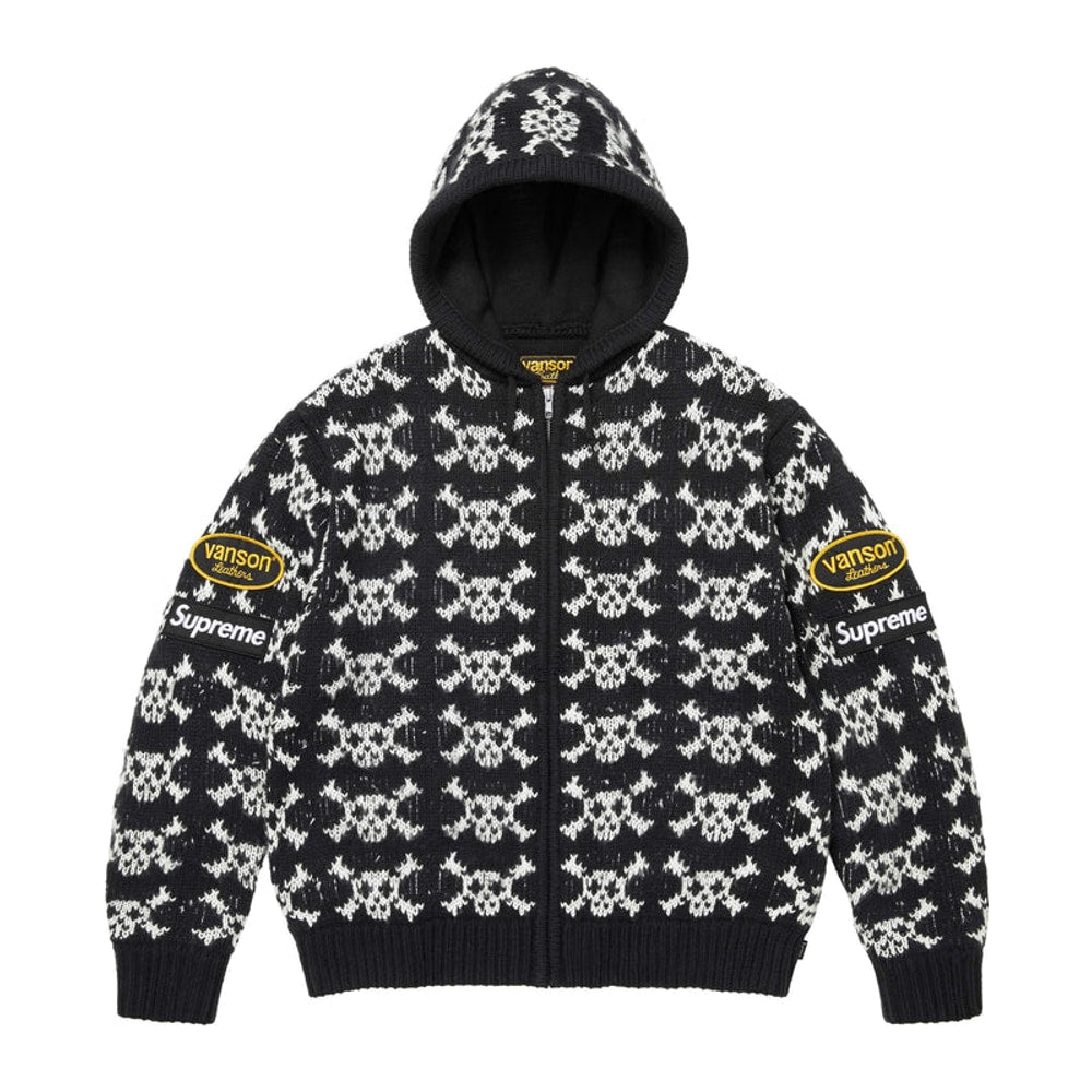 Supreme®/Vanson Leathers® Skull Zip Up Hooded Sweater Black