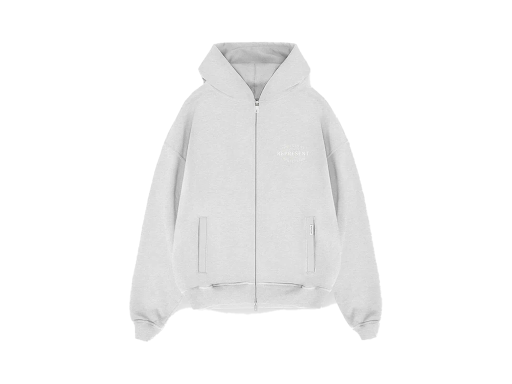 Represent Owners Club Stamp Zip Up Hoodie Ash Grey-Represent-pikastore.cz